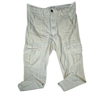 Urban Outfitters size 4 Cargo Button Tan Pants High Waisted Raw Hem epoc